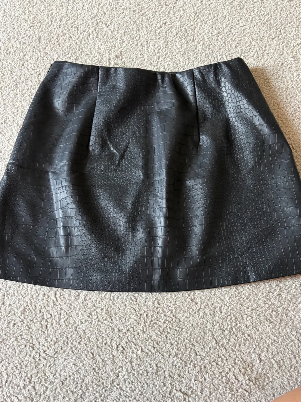 Abercrombie & Fitch Black Croc-Embossed A-Line Skirt